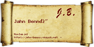 Jahn Bennó névjegykártya